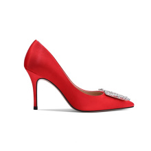 2019 High Heel Stiletto Women's Pumps Red Silk x19-c168 Ladies Women Dress Shoes Heels For Lady